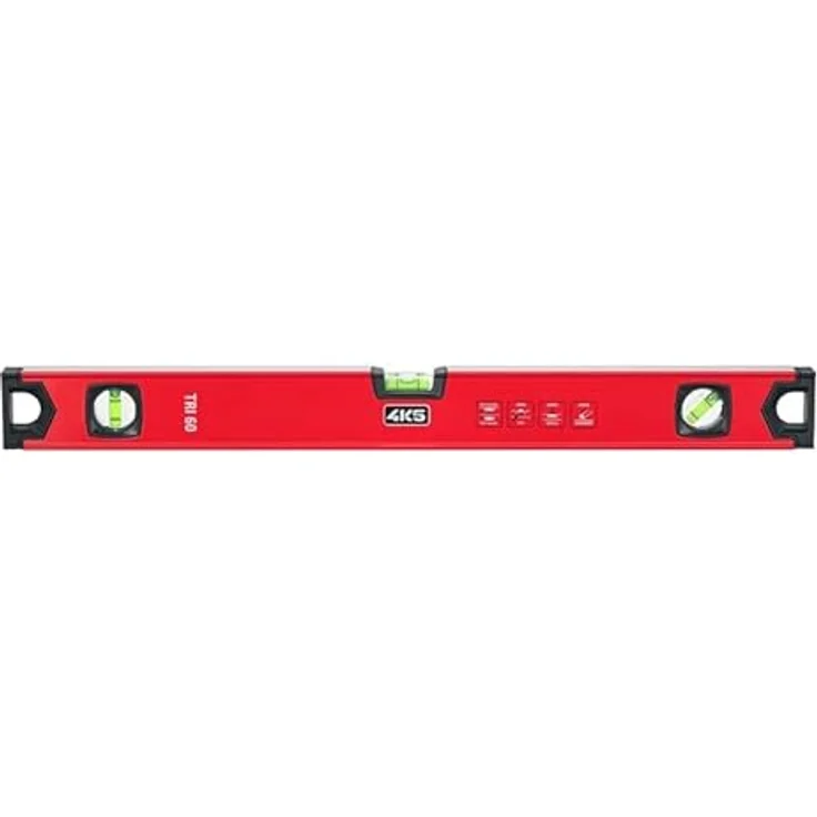 4K5 Tools Rechteckprofil Wasserwaage TRI (Länge 80 cm, Horizontal-, Vertikal- und 45°-Libelle, Endkappen stoßgedämpft / gummiert, Aluminiumprofil) – Bild 1