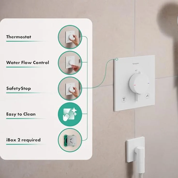 hansgrohe Ecostat Comfort E, Duschthermostat Unterputz mit SafetyStop bei 40° C, Thermostat für 2 Verbraucher, Mattweiß, 33711700 – Bild 2