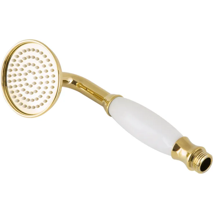 PaulGurkes Retro-/Nostalgie Handbrause PGHPBHS016-ZR, goldene Handbrause aus massivem Messing, Ø Kopf 7,5 cm