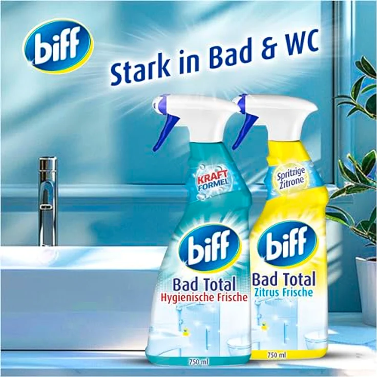 biff Bad Total Hygienische Frische Badreiniger, 750ml - entfernt 99,9 % der Bakterien und Viren, für Oberflächen im Bad & WC – Bild 10
