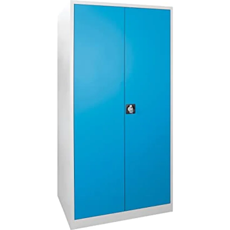 ADB Flügeltürenschrank 92x60x195 cm, Metallschrank mit 4 verstellbaren Fachböden, grau-blau, TÜV/GS geprüft – Bild 3