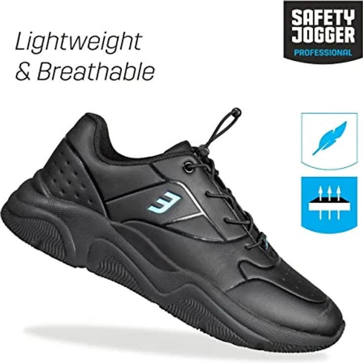 Safety Jogger Champ O2 Low, Berufsschuh schwarz, ESD-zertifiziert, rutschfest, metallfrei, Größe 46 – Bild 4