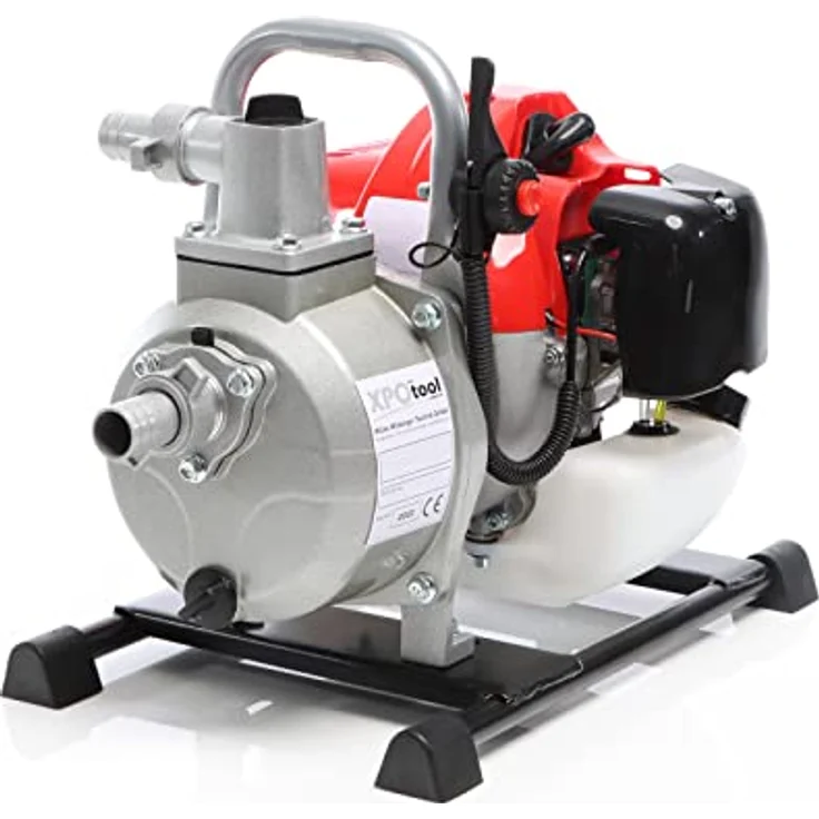 XPOtool Benzin Wasserpumpe 1,47 kW 15.000l/h 35m Förderhöhe, 38 mm Anschluss (1,5"), Gartenpumpe Motorpumpe mit 2-Takt-Motor – Bild 2