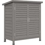 Outsunny Gartenschrank Holz Gerätehaus Geräteschuppen Geräteschrank Holzhütte Pultdach Bitumenpappe Lamellentüren Grau 87 x 46,5 x 96,5 cm - Preisvergleich