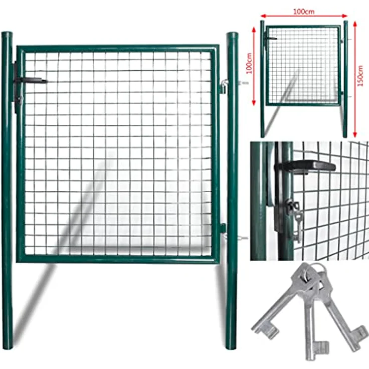 vidaXL Zauntor pulverbeschichteter Stahl grün – Bild 6