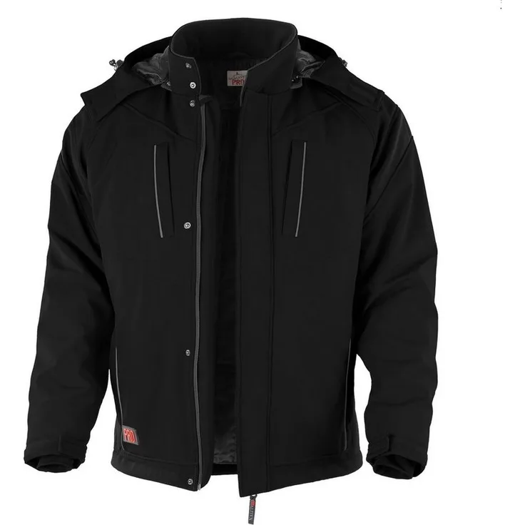 QUALITEX HIGH QUALITY WORKWEAR Softshelljacke wetterfeste Winterjacke - wasserabweisende Outdoorjacke mit Kapuze 6 Taschen - Blickdicht - Strapazierfähig - Wärmend - Waschbar