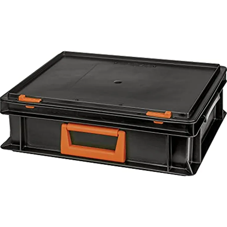 Alutec Magnus PC 10, Werkzeugkoffer in Schwarz mit gelben Griffen, stapelbar und robust