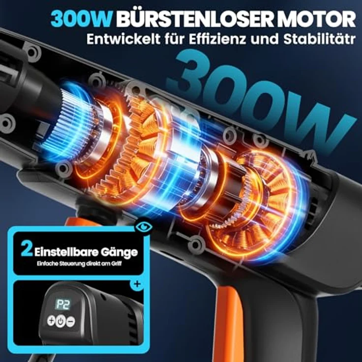 Bundviel 180Bar Akku Hochdruckreiniger, 6-in-1 Druckreiniger mit 2×4000mAh Akkus und 180° Rotationsdüse für Auto, Terrasse und Outdoor-Reinigung – Bild 2