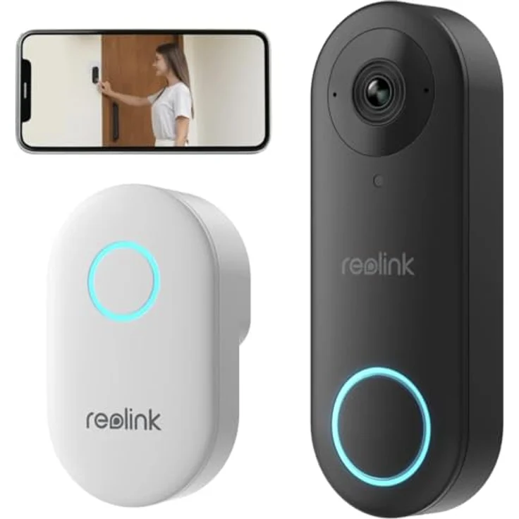 Reolink Video-Türklingel mit Chime, 5MP Ultra HD Kabelgebundene Türklingel mit Kamera, 2,4/5GHz WLAN, Personenerkennungsalarme, 180° Ultraweitwinkel, 2-Wege-Audio, Fernzugriff, Video Doorbell WiFi – Bild 1
