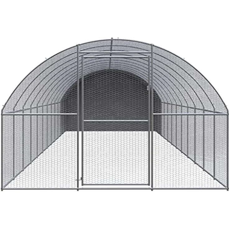 vidaXL Hühnerstall, Outdoor-Hühnerstall 3x12x2 m, verzinkter Stahl mit wasserfester Überdachung, Silber/Silbergrau – Bild 2