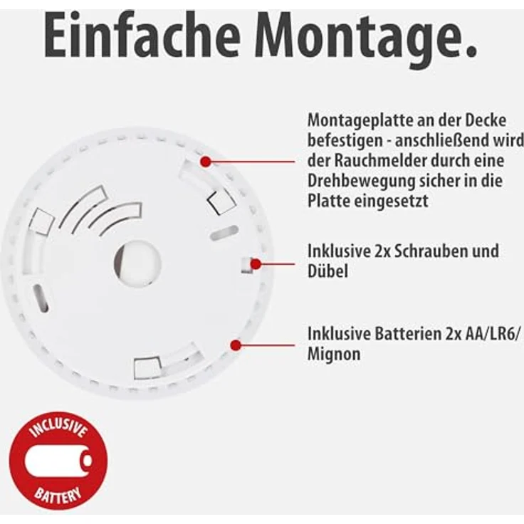 Brennenstuhl Connect RM A 3020, WiFi Rauchwarnmelder mit 85 dB Alarmton, inklusive Befestigungsmaterial – Bild 4
