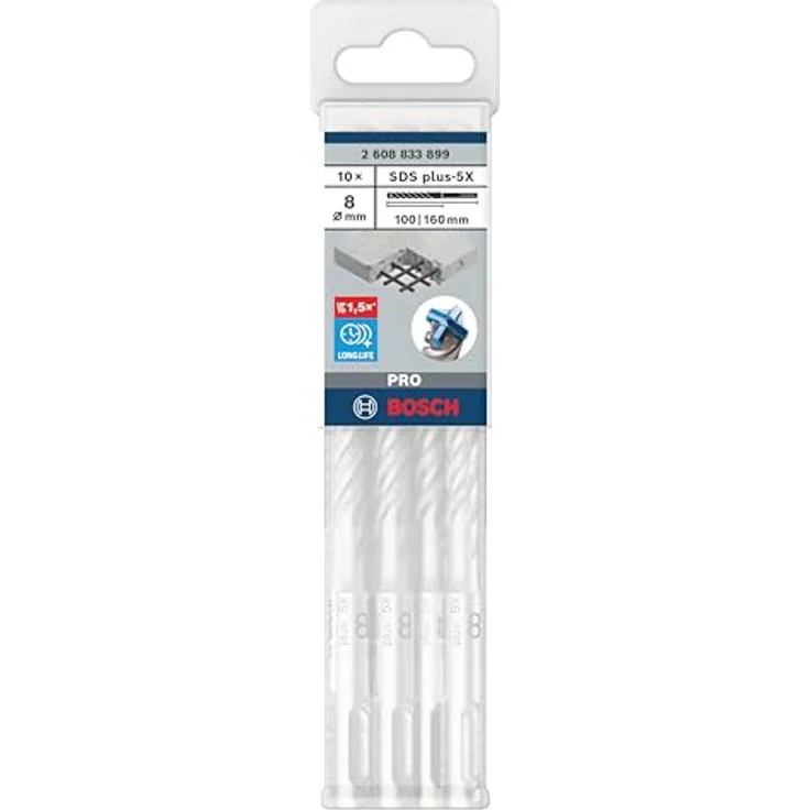Bosch 10x PRO SDS plus-5X Hammerbohrer (für Stahlbeton, Beton, Ø 8,00 mm, Professional Zubehör Bohrhammer) – Bild 2