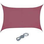 Relaxdays Sonnensegel, 3 x 4 m, wasserabweisend, konkav, PES-Gewebe, Spannseile, Terrasse, Balkon, rechteckig, weinrot