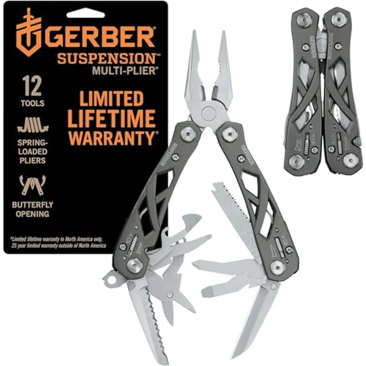 Gerber Suspension Multi-tool, Multifunktionswerkzeug mit 12 Funktionen und Nylon-Scheide, Edelstahl, 31-003620 – Bild 1