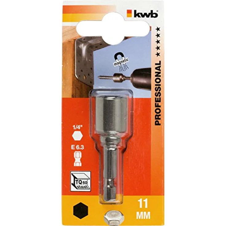 kwb Bit- und Steckschlüsselset, Sechskant-Steckschlüssel 11 mm aus Chrom Vanadium-Stahl, 50 mm Länge, für Akkuschrauber und Bohrmaschinen, mit Dauermagnet – Bild 2