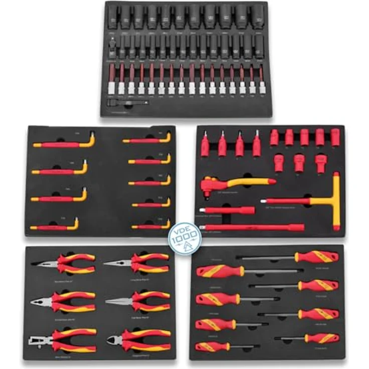 STAHLWERK Werkzeugwagen DINO, XXL Montagewagen mit 364 Werkzeugen aus CrV, inkl. T-Griff Schraubendreher, Schlüssel und Zangen – Bild 6