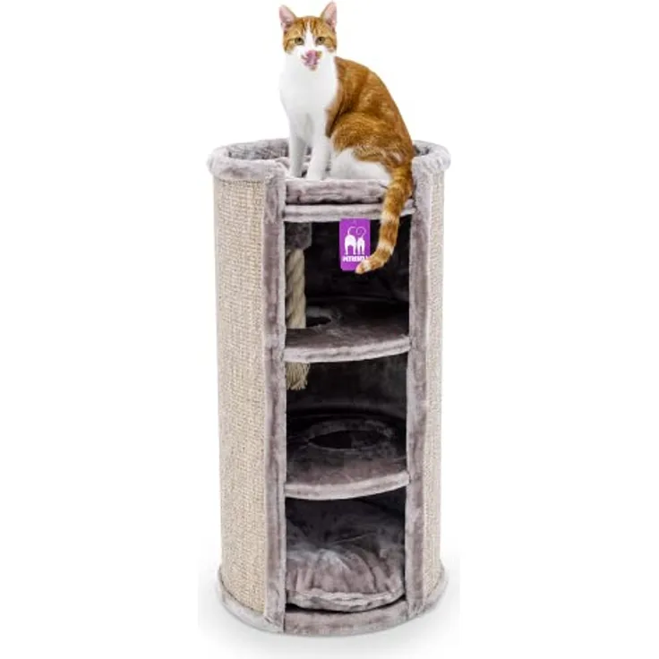 Petrebels Kratztonne Superdome 100 Cappuccino, Ø 50 x 100 cm hoch, Premium-Qualität und extra Breit (Ø 50 cm) für Ultimative Stabilität