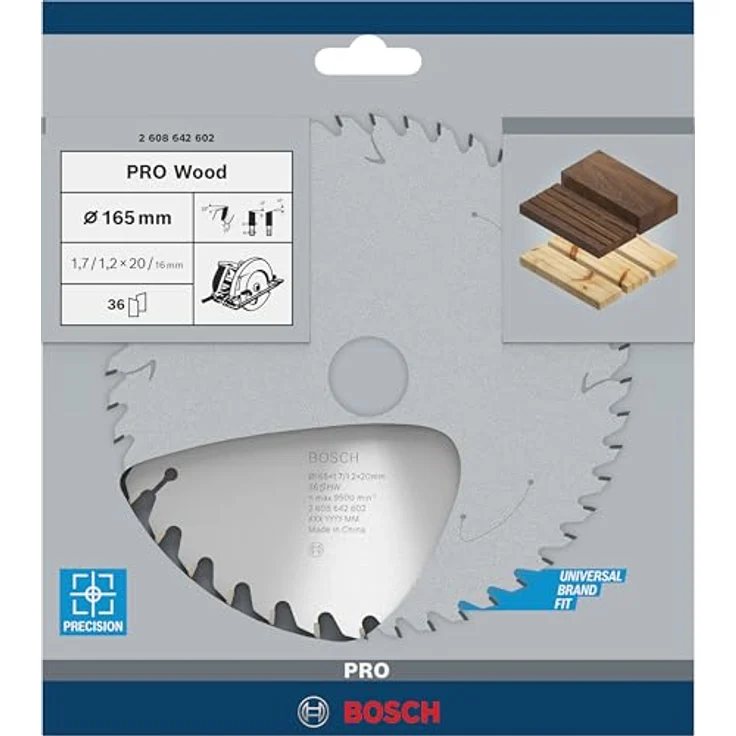 Bosch Professional Kreissägeblatt Optiline Wood für Handkreissägen, 165 x 20-16 x 1,7 mm, 36, 2608642602 – Bild 2