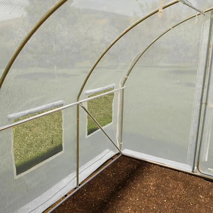 TOOLPORT Foliengewächshaus 4x8m Premium, schwenkbare Türkonstruktion, PE-Plane 180 g/m², weiß transparent, wind- und wetterfest, reißfeste Plane, hohe Stabilität – Bild 4