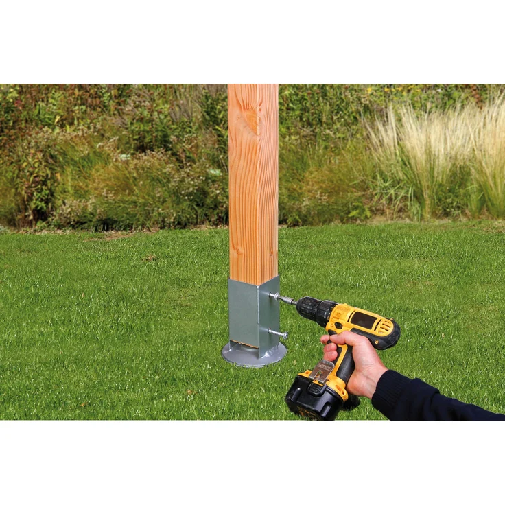 Alberts Einschlag-Bodenhülse | für Vierkantholzpfosten, mit verstellbarem Topf | feuerverzinkt | 91 x 91 mm | Gesamtlänge 900 mm 
(208134) – Bild 8