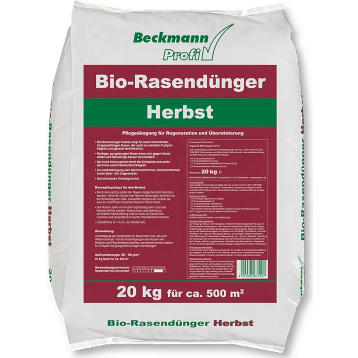 BECKMANN Bio Rasendünger Herbst 6+2+12, 20 kg