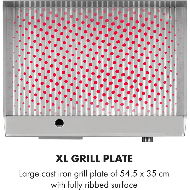 Grillmeile 3000R Elektrogrill 3000W Platte 54,5x35cm geriffelt Silber – Bild 5