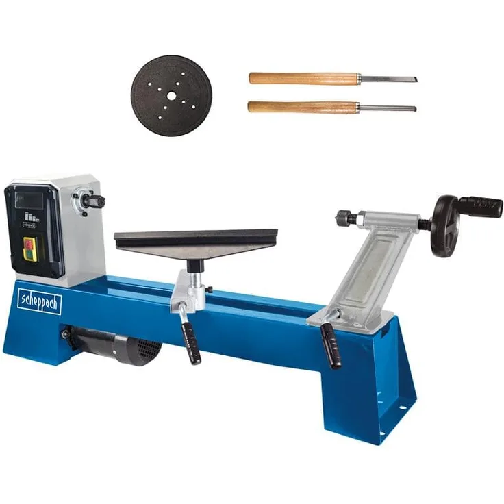 Scheppach DM500T Drechselbank Drechselmaschine Drehbank Drehtischmaschine | 400W Leistung | 4 Stufen von 800–2600 min-1 | Werkstücke max. 500mm Länge / 350mm Ø | M18-Gewinde inkl. 4-Zack-Körnerspitze