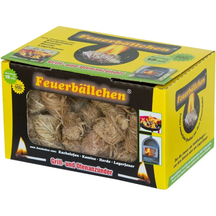 RaiffeisenWaren EiFi 104085 0,5 kg Kaminanzünder - Feueranzünder - Feuerbällchen ökologischer Anzünder, aus reinen Naturprodukten, Wachs und Naturholz, unempfindlich gegen Nässe Brenndauer bis zu 10 min – Bild 2