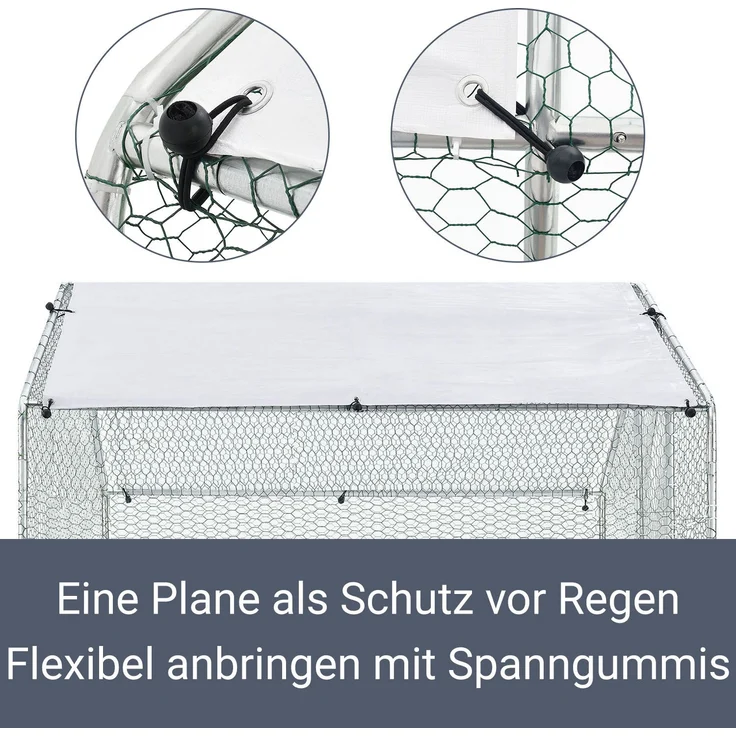 Juskys Freilaufgehege 2x2x2m Hühnerstall aus Metall begehbar mit 4 m² Lauffläche, Tür & Riegel – Freigehege für Hühner, Kleintiere & Pflanzen – Bild 7