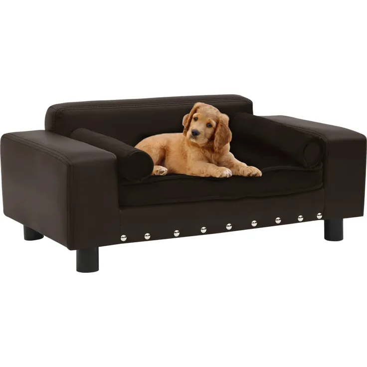 vidaXL Hundesofa Braun 81x43x31 cm Plüsch und Kunstleder