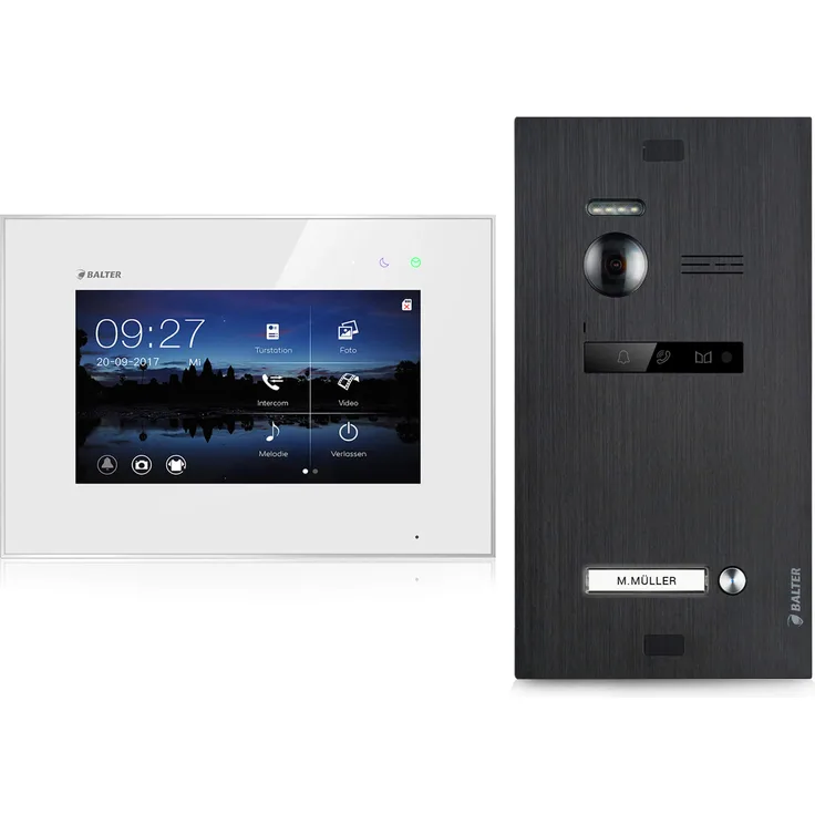 Video Türsprechanlage für 1 Familienhaus, 1x Monitor, Balter EVO Schwarz
