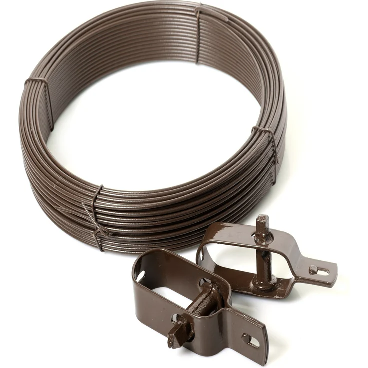 Spanndraht 3mm x 10m Gartendraht für Maschendrahtzaun in braun – Bild 3