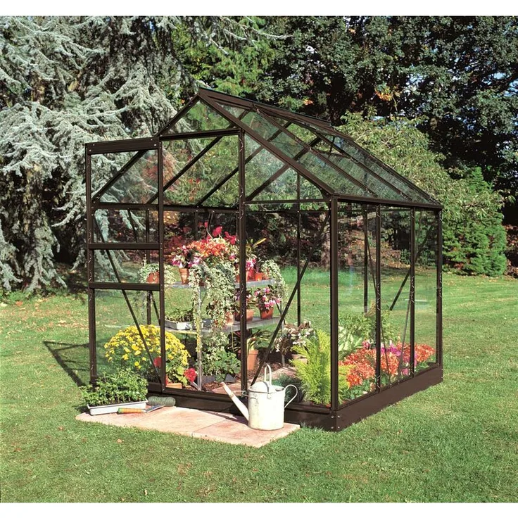 Halls Gewächshaus Popular 66, 1,95 x 1,93 x 1,96 m, Schwarz m/3 mm Blankglas