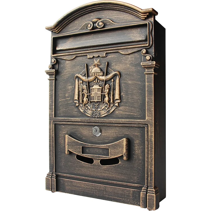 Briefkasten Antik Wandbriefkasten Briefkastenanlage Mailbox Letterbox Gold – Bild 3