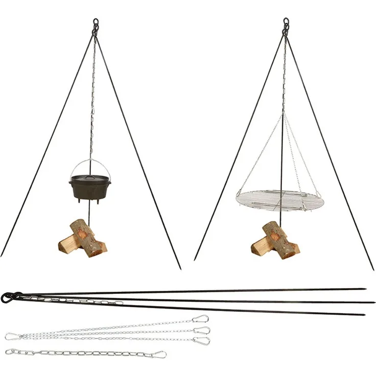 Esschert Design BBQ Dreifuß mit Kette aus Metall, 5,0 x 5,0 x 160,0 cm