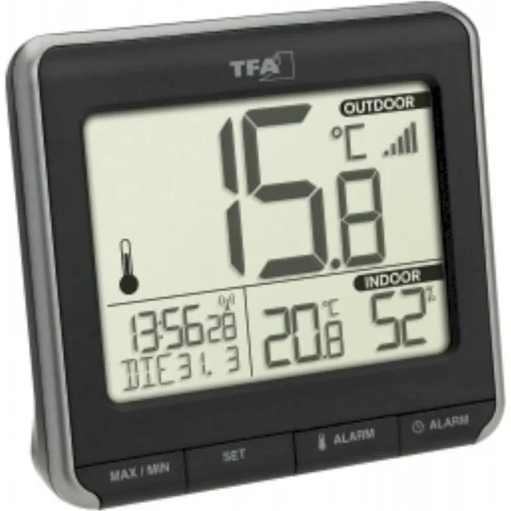 TFA Dostmann PRIO Funk-Thermometer digital Schwarz, Weiß