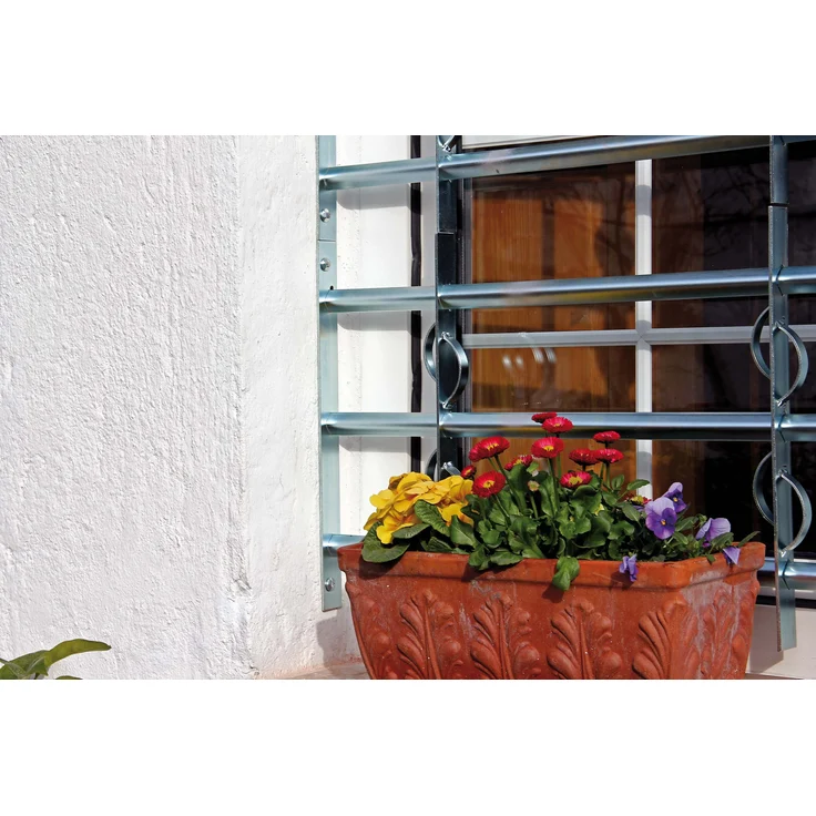 Alberts Fenstergitter Secorino Style | Ausziehbar für Fenster außen | Einbruchschutz Gitter | galvanisch blau verzinkt | 600 x 1000-1500 mm 
(563660) – Bild 4