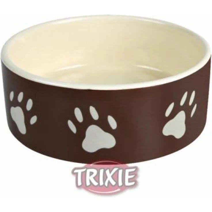 Trixie Keramiknapf mit Pfoten braun-creme 0,8 l/ø 16 cm – Bild 1