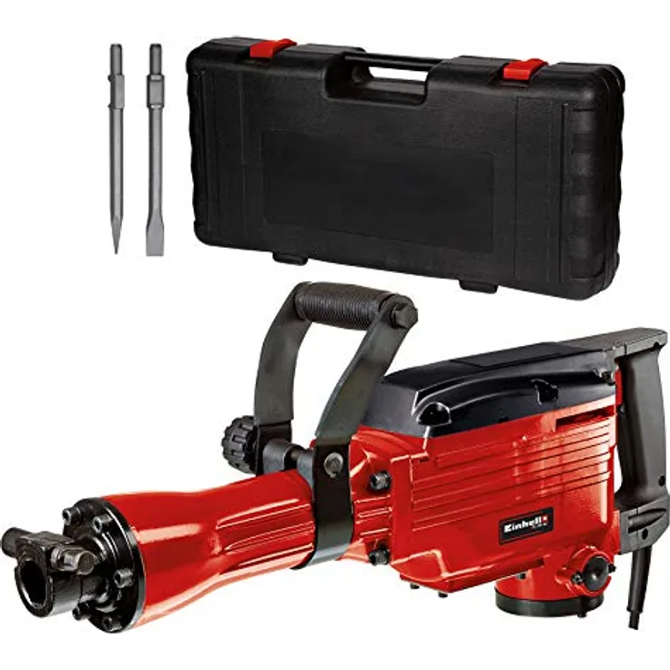Einhell Abbruchhammer TC-DH 43 (1.600 W, 43 J Einzelschlagstärke, SDS-hex-Werkzeugaufnahme, 180°-verstellbarer Zusatzhandgriff, inkl. Spitz- und Flachmeißel, Koffer)