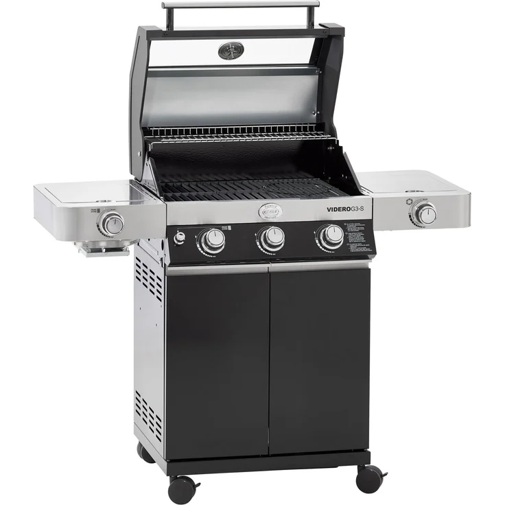 Rösle Gasgrill BBQ-Station VIDERO G3-S Vario+ schwarz 3 Hauptbrenner 2.700 cm² Grillfläche 2 Seitenablagen Edelstahl – Bild 1