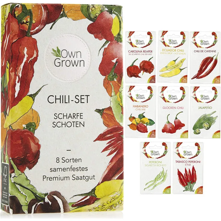Chili Samen Set Mit 8 Sorten Chilisamen Für Garten Und Balkon Chilisortiment