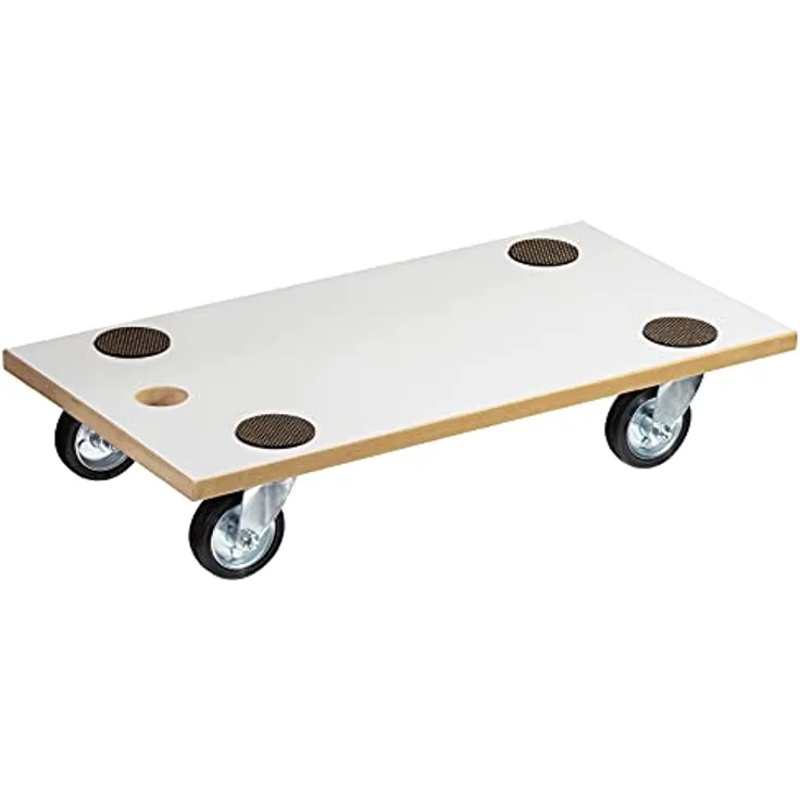 Transporthilfe MM 1316, 57,5 x 30 x 11 cm, Vollgummi Rollen Ø 75 mm, Rollenlager, Tragkraft 250 kg, MDF beschichtet