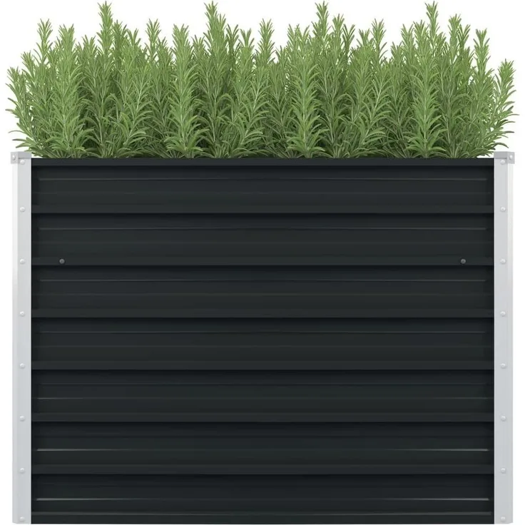 furnicato Hochbeet Anthrazit 100 x 100 x 77 cm Verzinkter Stahl mit Sicherheitskanten und offener Unterseite