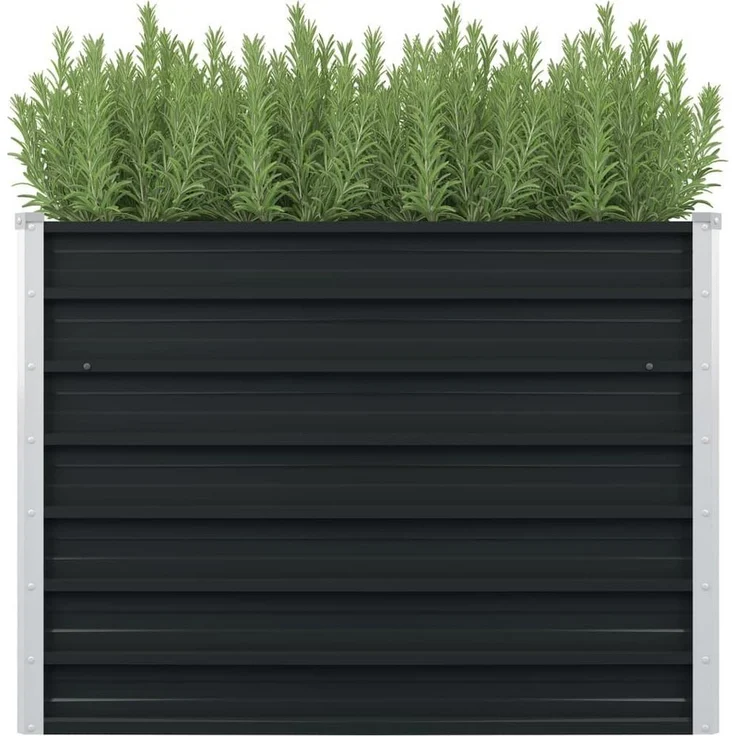 furnicato Hochbeet Anthrazit 100 x 100 x 77 cm Verzinkter Stahl mit Sicherheitskanten und offener Unterseite
