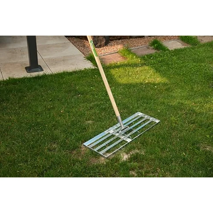 Freund Rasenrakel, Stahlkopf weiß verzinkt, 5 Streben, ideal für Rasenflächen und Beetvorbereitung, ohne Stiel, 70 x 25 cm, 3.550 g – Bild 5