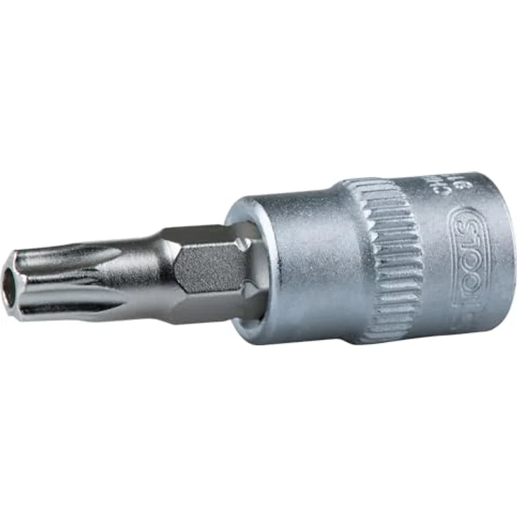 KS Tools Torx-Bit 1/4" Stecknuss TB30 mit Stirnlochbohrung, vernickelter Chrom Vanadium Einsatz, matt satiniert – Bild 2