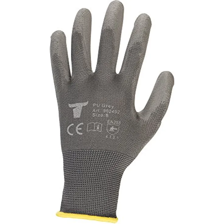 STIER Montagehandschuhe, 12 Paar, Größe 9, Nylon mit PU-Beschichtung, Exzellentes Tastgefühl, Griffsicherheit, hohe Abriebfestigkeit, Atumungsaktivität, Grau