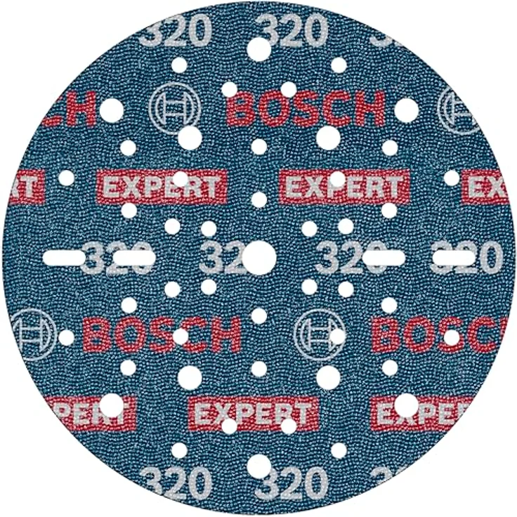 Bosch EXPERT O780 Folienschleifscheibe 150 mm, Körnung 320, für Hartholz und Metall, mit Klettverschluss – Bild 1