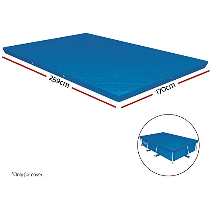 Bestway Flowclear PE-Abdeckplane 264 x 174 cm, für eckige 259 x 170 cm Steel Pro Pools, blau – Bild 3