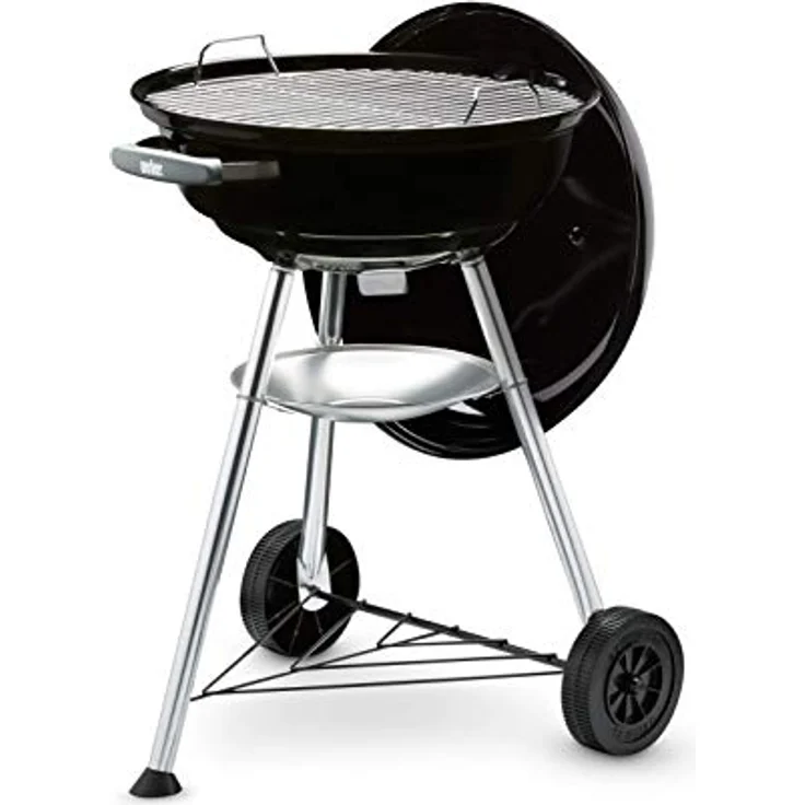 Weber Compact Kettle Holzkohlegrill (2026 Version) mit Dreibein-Ständer und Rädern, hitzebeständiges, rostfreies Design, verchromter dreilagiger Rost, 47 cm, Schwarz – Bild 5